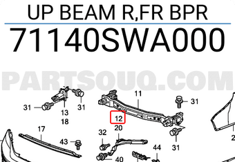 Honda 71140SWA000 UP BEAM R,FR BPR