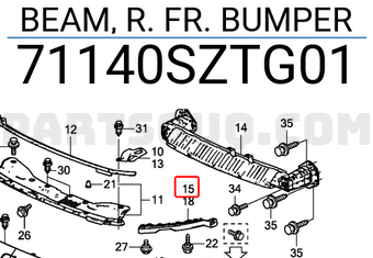 Honda 71140SZTG01 BEAM, R. FR. BUMPER