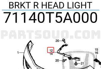 Honda 71140T5A000 BRKT R HEAD LIGHT