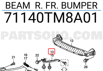Honda 71140TM8A01 BEAM R. FR. BUMPER