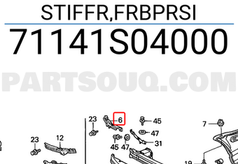 Honda 71141S04000 STIFFR,FRBPRSI