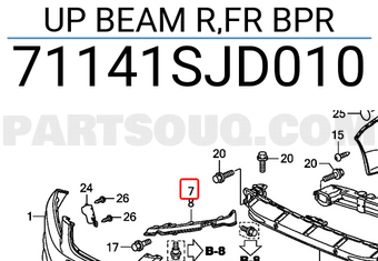 Honda 71141SJD010 UP BEAM R,FR BPR