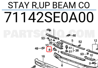Honda 71142SE0A00 STAY R,UP BEAM CO