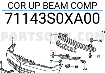 Honda 71143S0XA00 COR UP BEAM COMP