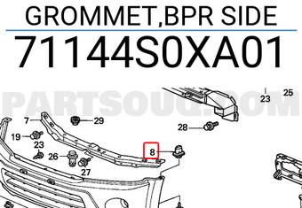 Honda 71144S0XA01 GROMMET,BPR SIDE