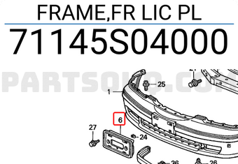 Honda 71145S04000 FRAME,FR LIC PL