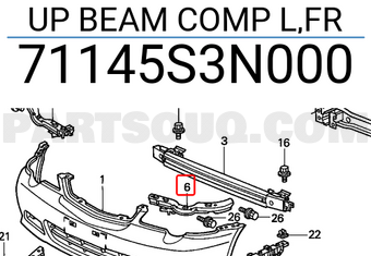 Honda 71145S3N000 UP BEAM COMP L,FR