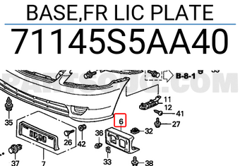 Honda 71145S5AA40 BASE,FR LIC PLATE
