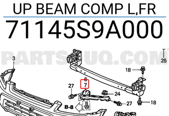 Honda 71145S9A000 UP BEAM COMP L,FR