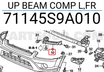 Honda 71145S9A010 UP BEAM COMP L,FR