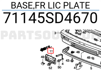 Honda 71145SD4670 BASE,FR LIC PLATE