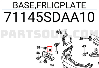 Honda 71145SDAA10 BASE,FRLICPLATE