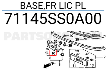 Honda 71145SS0A00 BASE,FR LIC PL