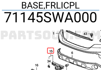 Honda 71145SWA000 BASE,FRLICPL