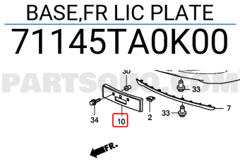 Honda 71145TA0K00 BASE,FR LIC PLATE
