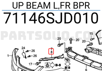 Honda 71146SJD010 UP BEAM L,FR BPR