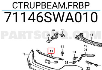 Honda 71146SWA010 CTRUPBEAM,FRBP