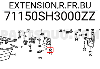 Honda 71150SH3000ZZ EXTENSION,R.FR.BU