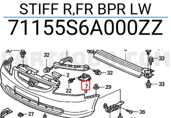 Honda 71155S6A000ZZ STIFF R,FR BPR LW