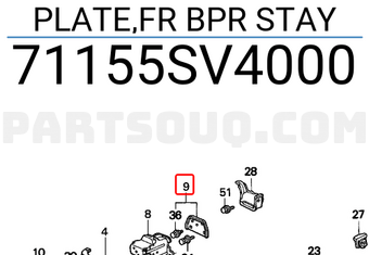 Honda 71155SV4000 PLATE,FR BPR STAY