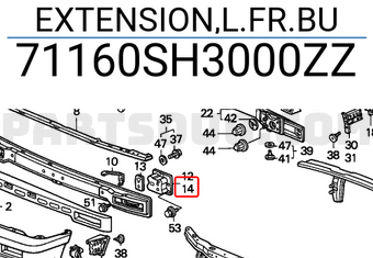 Honda 71160SH3000ZZ EXTENSION,L.FR.BU