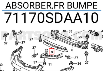 Honda 71170SDAA10 ABSORBER,FR BUMPE