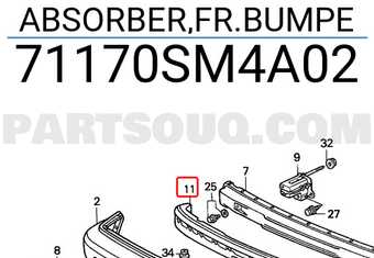 Honda 71170SM4A02 ABSORBER,FR.BUMPE