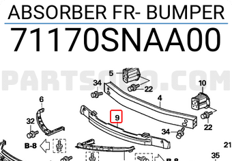 Honda 71170SNAA00 ABSORBER FR- BUMPER