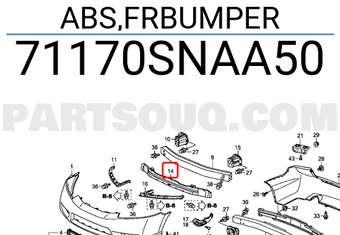 Honda 71170SNAA50 ABS,FRBUMPER