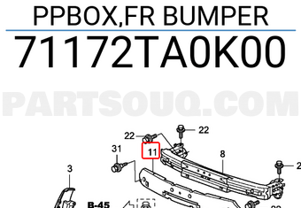 Honda 71172TA0K00 PPBOX,FR BUMPER