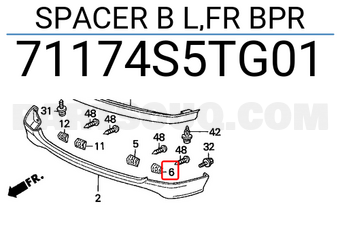 Honda 71174S5TG01 SPACER B L,FR BPR