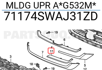 Honda 71174SWAJ31ZD MLDG UPR A*G532M*