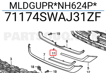 Honda 71174SWAJ31ZF MLDGUPR*NH624P*