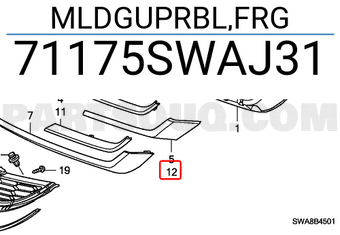 Honda 71175SWAJ31 MLDGUPRBL,FRG