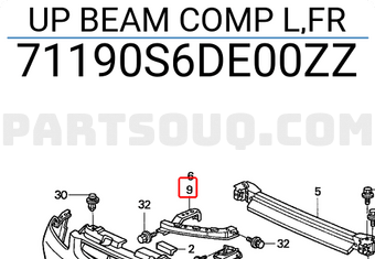 Honda 71190S6DE00ZZ UP BEAM COMP L,FR