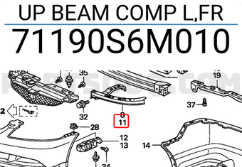 Honda 71190S6M010 UP BEAM COMP L,FR