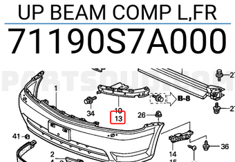Honda 71190S7A000 UP BEAM COMP L,FR