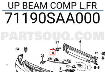 Honda 71190SAA000 UP BEAM COMP L,FR