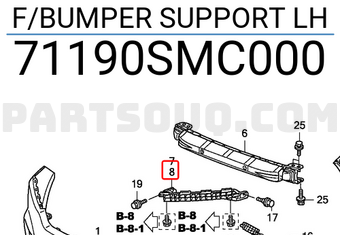 Honda 71190SMC000 F/BUMPER SUPPORT LH
