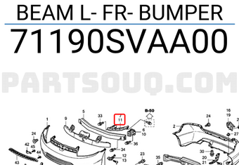 Honda 71190SVAA00 BEAM L- FR- BUMPER
