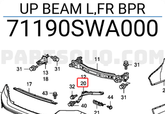 Honda 71190SWA000 UP BEAM L,FR BPR