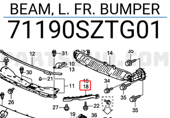 Honda 71190SZTG01 BEAM, L. FR. BUMPER