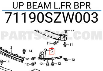 Honda 71190SZW003 UP BEAM L,FR BPR