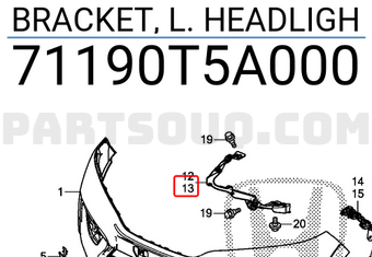 Honda 71190T5A000 BRACKET, L. HEADLIGH