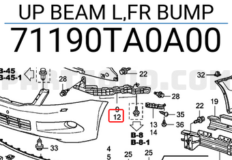 Honda 71190TA0A00 UP BEAM L,FR BUMP