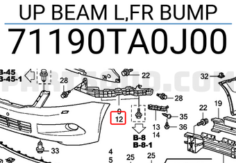 Honda 71190TA0J00 UP BEAM L,FR BUMP