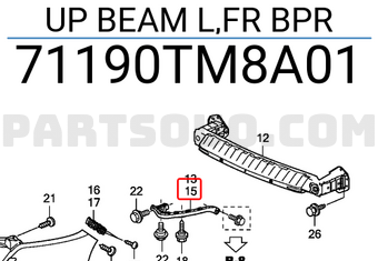 Honda 71190TM8A01 UP BEAM L,FR BPR