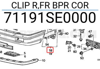 Honda 71191SE0000 CLIP R,FR BPR COR