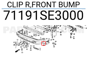 Honda 71191SE3000 CLIP R,FRONT BUMP