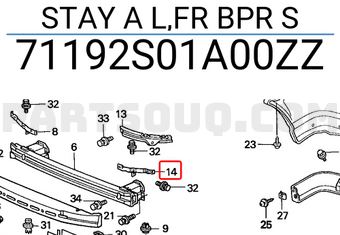 Honda 71192S01A00ZZ STAY A L,FR BPR S